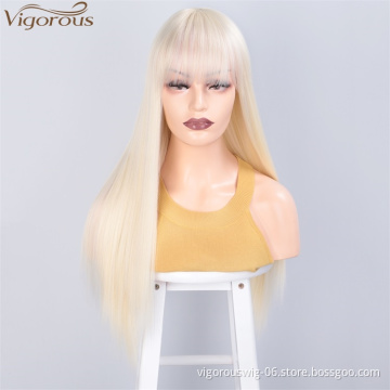 Vigorous Women's Long Straight with Bangs Synthetic Wig Heat Resistant Fiber Hair Cosplay Party Wigs Wholesale Price